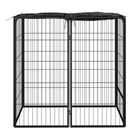 Hondenkennel 6 panelen 50 x 100 cm gepoedercoat staal zwart 2