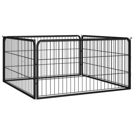 Hondenkennel 4 panelen 100x50 cm gepoedercoat staal zwart 1