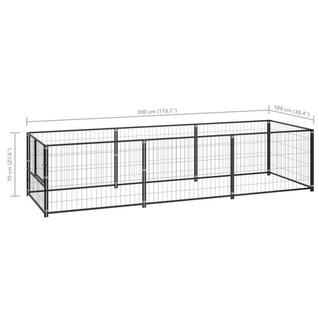 Hondenkennel 3 m² staal zwart 6