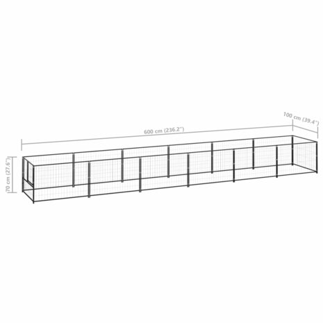 Hondenkennel 6 m² staal zwart 6