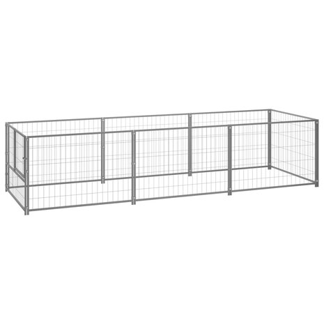 Hondenkennel 3 m² staal zilverkleurig 1