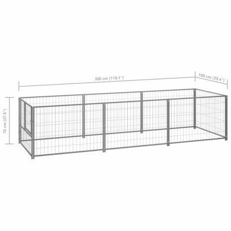 Hondenkennel 3 m² staal zilverkleurig 6