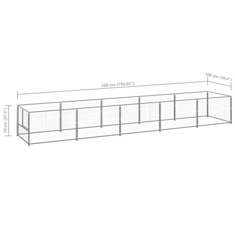 Hondenkennel 5 m² staal zilverkleurig 6