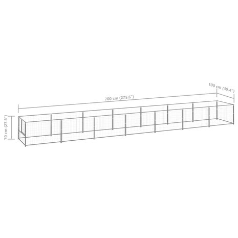 Hondenkennel 7 m² staal zilverkleurig 6