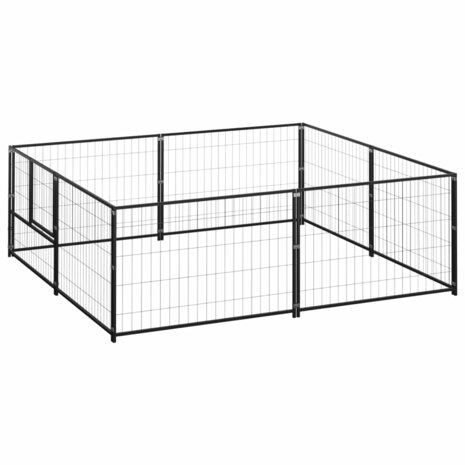 Hondenkennel 4 m² staal zwart 1