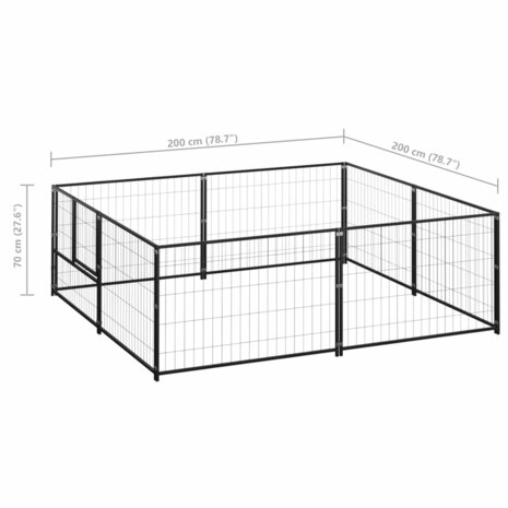 Hondenkennel 4 m² staal zwart 6