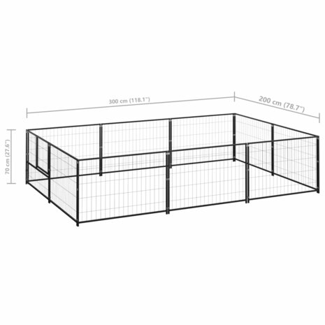 Hondenkennel 6 m² staal zwart 6