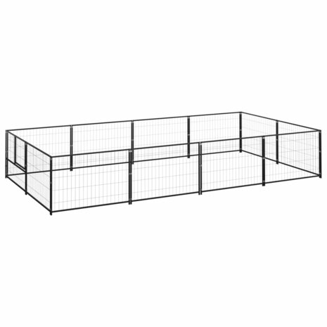 Hondenkennel 8 m² staal zwart 1