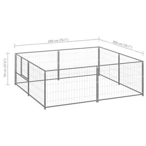 Hondenkennel 4 m² staal zilverkleurig 6