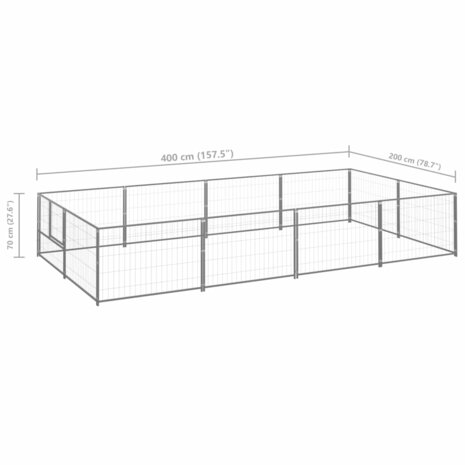 Hondenkennel 8 m² staal zilverkleurig 6