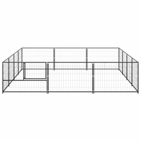 Hondenkennel 12 m² staal zwart 3