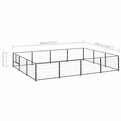 Hondenkennel 12 m² staal zwart 6