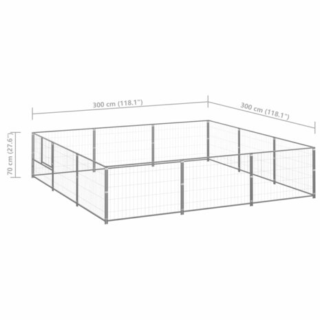 Hondenkennel 9 m² staal zilverkleurig 6