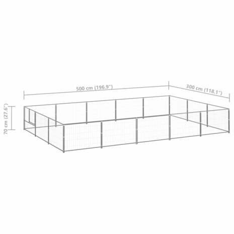 Hondenkennel 15 m² staal zilverkleurig 6