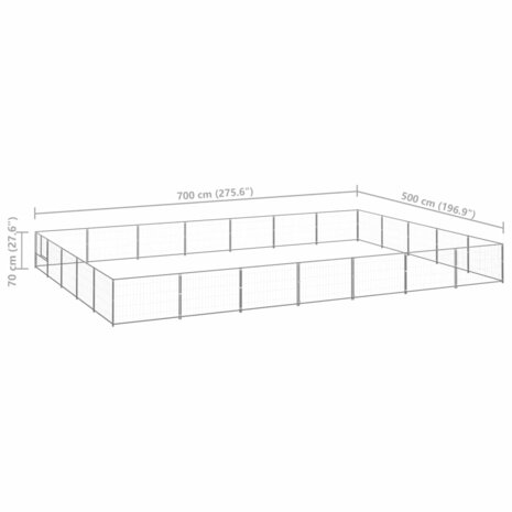 Hondenkennel 35 m² staal zilverkleurig 6