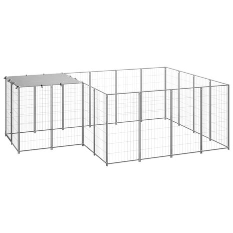 Hondenkennel 6,05 m² staal zilverkleurig 1