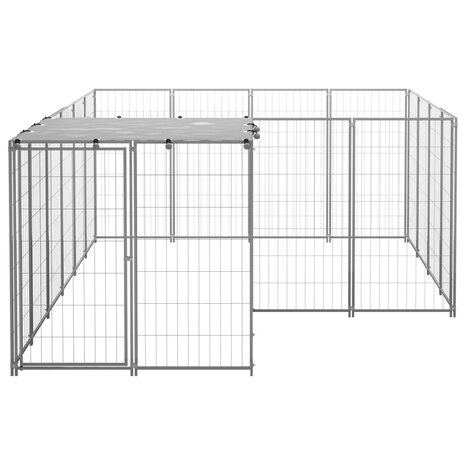 Hondenkennel 6,05 m² staal zilverkleurig 3