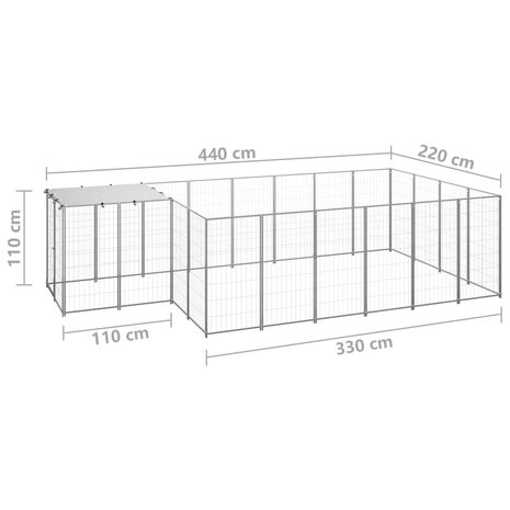 Hondenkennel 8,47 m² staal zilverkleurig 6