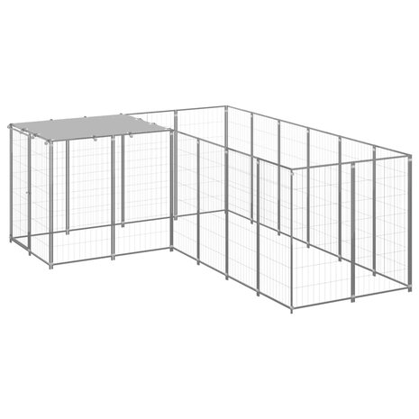 Hondenkennel 4,84 m² staal zilverkleurig 1