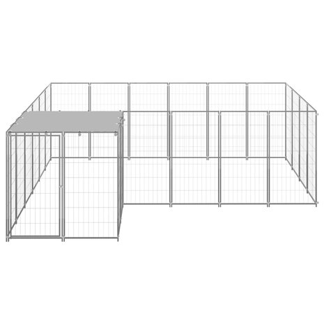 Hondenkennel 8,47 m² staal zilverkleurig 2