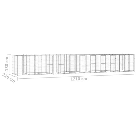 Hondenkennel met dak 26,62 m² gegalvaniseerd staal 6