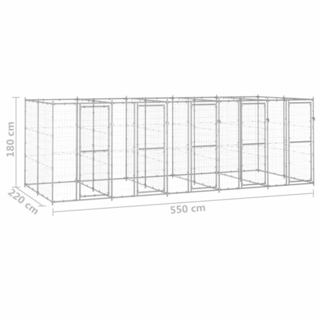 Hondenkennel 12,1 m² gegalvaniseerd staal 6