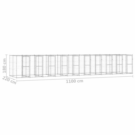 Hondenkennel 24,2 m² gegalvaniseerd staal 6