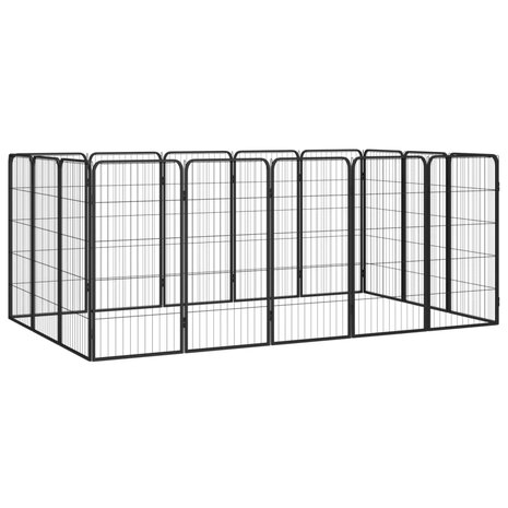 Hondenkennel 16 panelen 50 x 100 cm gepoedercoat staal zwart 1