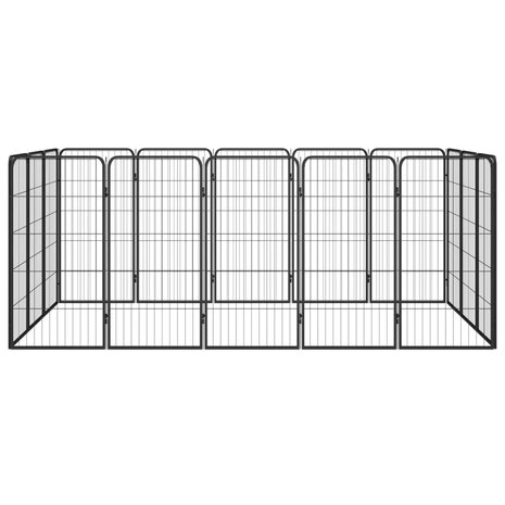 Hondenkennel 16 panelen 50 x 100 cm gepoedercoat staal zwart 2