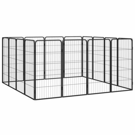 Hondenkennel 16 panelen 50 x 100 cm gepoedercoat staal zwart 3