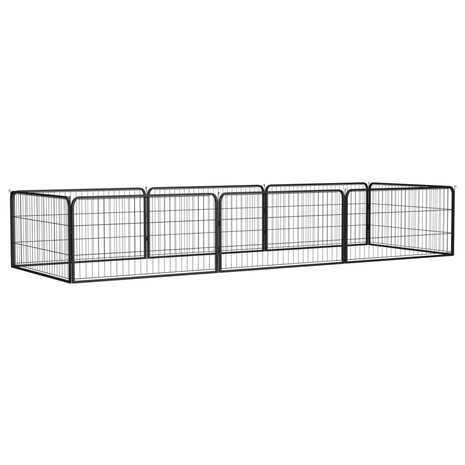 Hondenkennel 8 panelen 100x50 cm gepoedercoat staal zwart 1