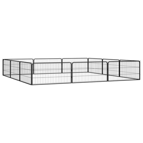 Hondenkennel 12 panelen 100x50 cm gepoedercoat staal zwart 3