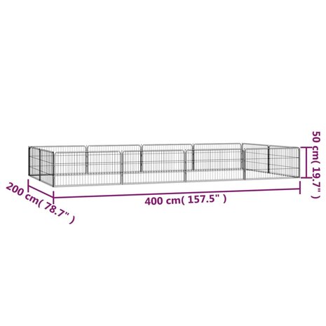 Hondenkennel 12 panelen 100x50 cm gepoedercoat staal zwart 7