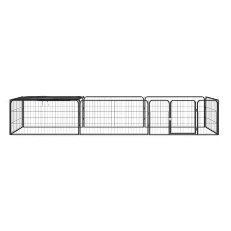 Hondenkennel 8 panelen 100x50 cm gepoedercoat staal zwart 2