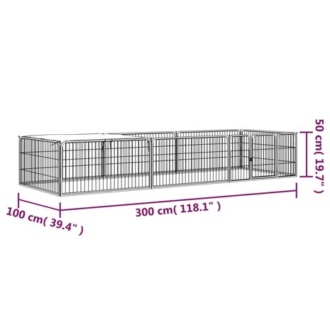 Hondenkennel 8 panelen 100x50 cm gepoedercoat staal zwart 6