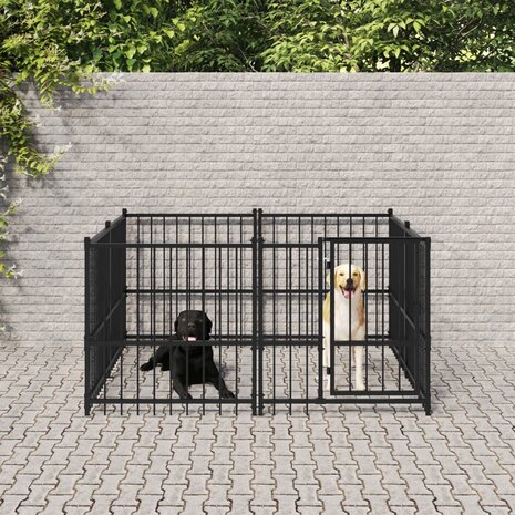 Hondenkennel voor buiten 3,75 m² staal 1