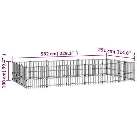 Hondenkennel voor buiten 16,94 m² staal 6