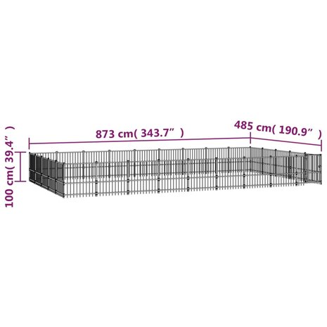 Hondenkennel voor buiten 42,34 m² staal 6