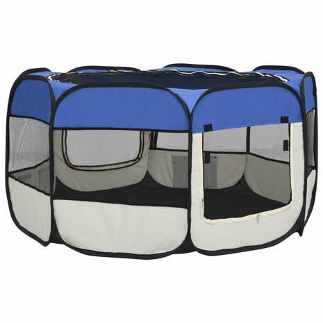 Hondenren inklapbaar met draagtas 125x125x61 cm blauw 6