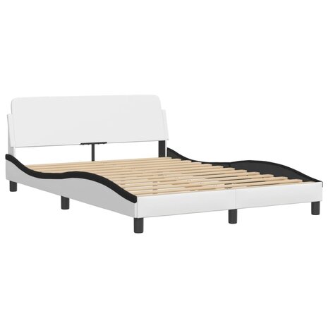 Bed met matras kunstleer wit en zwart 140x190 cm 4