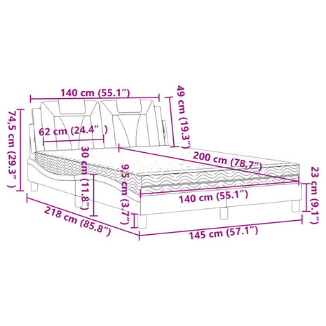 Bed met matras kunstleer wit 140x200 cm 11