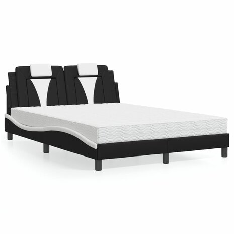 Bed met matras kunstleer zwart en wit 140x200 cm 1