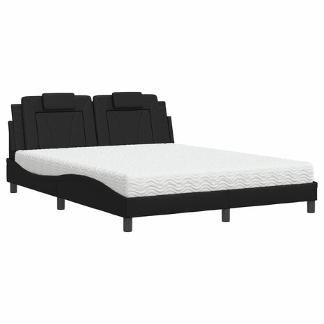 Bed met matras kunstleer zwart 160x200 cm 2