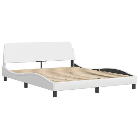 Bed met matras kunstleer wit 160x200 cm 4