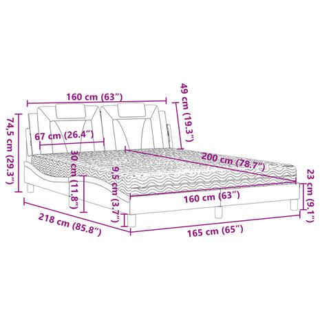 Bed met matras kunstleer wit 160x200 cm 11