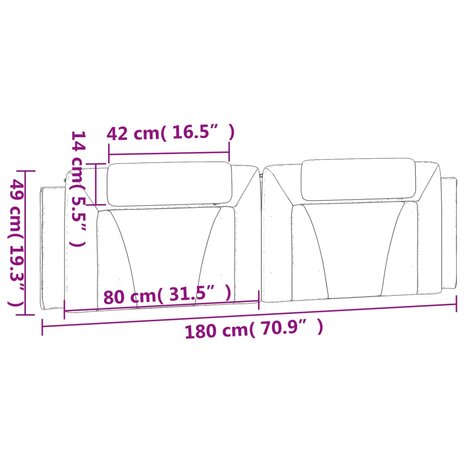 Hoofdbordkussen 180 cm kunstleer wit 10