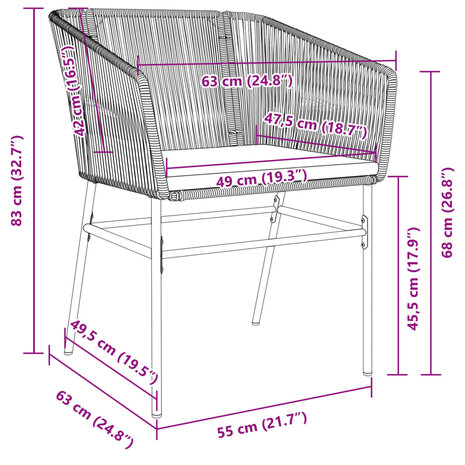 Tuinstoelen 2 st met kussens poly rattan grijs 9