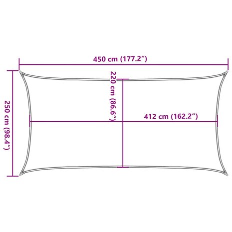 Zonnezeil 4,5x2,5 m 100% polyester oxford lichtgrijs 10