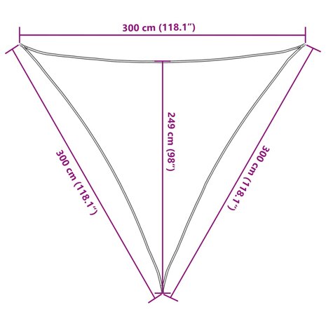 Zonnezeil 3x3x3 m 100% polyester oxford lichtgrijs 10