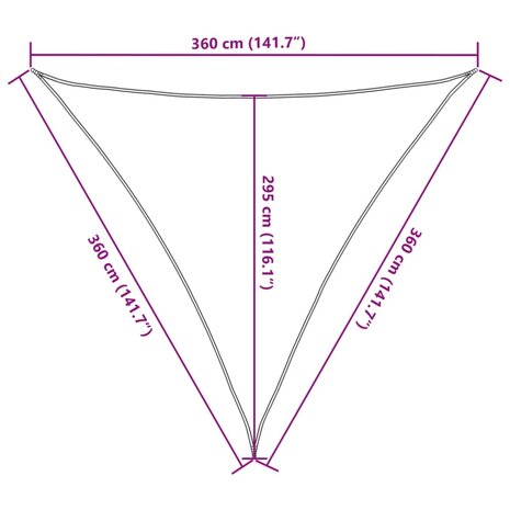 Zonnezeil 3,6x3,6x3,6 m 100% polyester oxford lichtgrijs 10